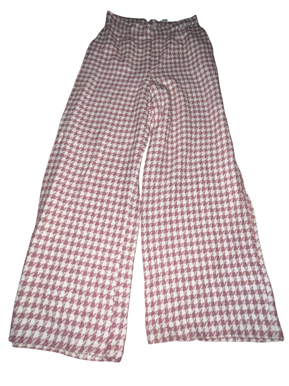 ASOS rose & white Wide Leg Houndstooth Pants - Size10